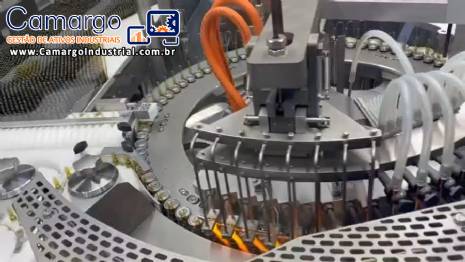 Envasadora rotativa com seladora e tnel de despirogenizao esterilizao para ampolas de vidro injetveis em inox 316L Bausch com CFR 21 ano 2022