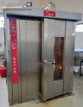 Forno rotativo em inox com carrinho duplo Supremax à gás